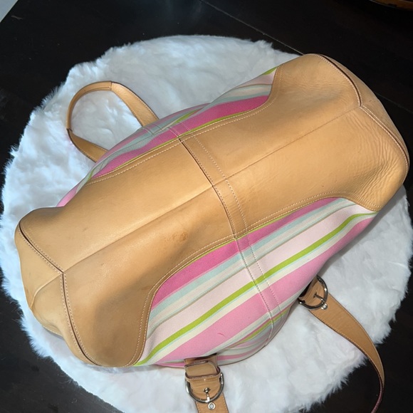 Coach Leather Heritage Stripe Diaper Bag - Picture 7 of 10